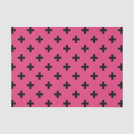Schwarze Polka-Kreuze auf Fuchsia Seidenpapier