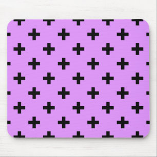Schwarze Polka-Kreuze auf Lila Mousepad