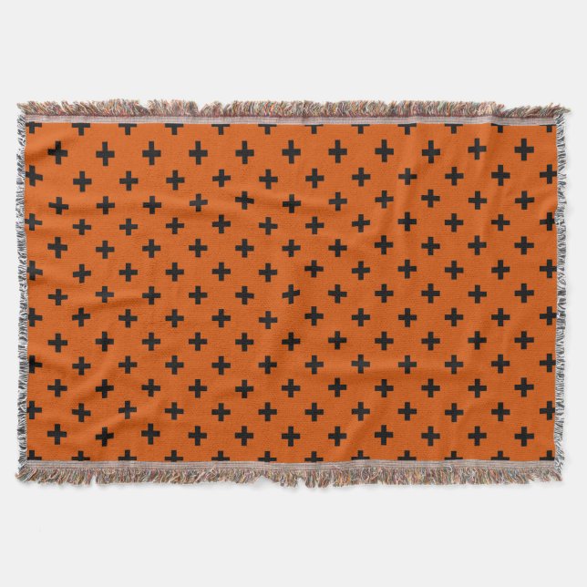 Schwarze Polka-Kreuze auf Orange Decke (Vorderseite)