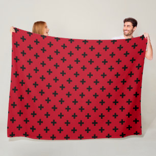 Schwarze Polka Kreuze auf rot Fleecedecke