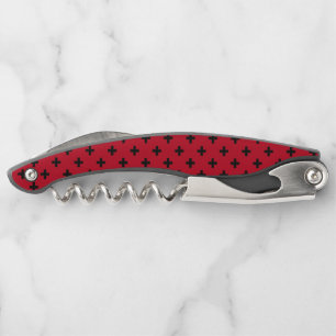 Schwarze Polka Kreuze auf rot Kellnermesser