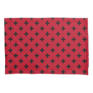 Schwarze Polka Kreuze auf rot Kissenbezug