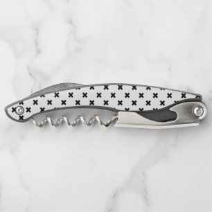 Schwarze Polka-Kreuze auf Weiß Kellnermesser