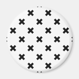 Schwarze Polka-Kreuze auf Weiß Magnet
