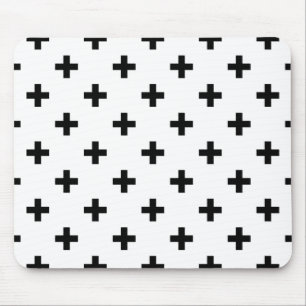 Schwarze Polka-Kreuze auf Weiß Mousepad