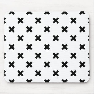 Schwarze Polka-Kreuze auf Weiß Mousepad