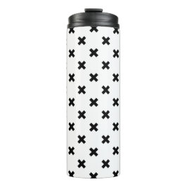 Schwarze Polka-Kreuze auf Weiß Thermosbecher