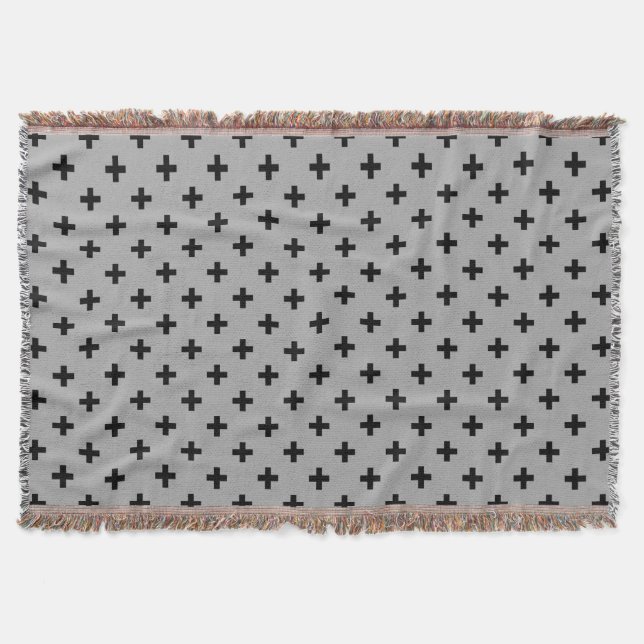 Schwarze Polka kreuzt grau Decke (Vorderseite)