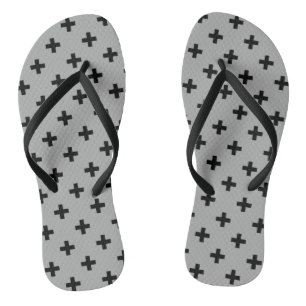 Schwarze Polka kreuzt grau Flip Flops