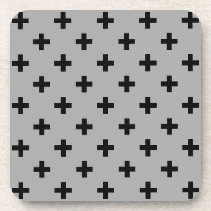 Schwarze Polka kreuzt grau Getränkeuntersetzer