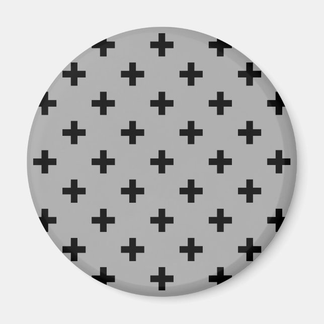 Schwarze Polka kreuzt grau Magnet (Vorne)