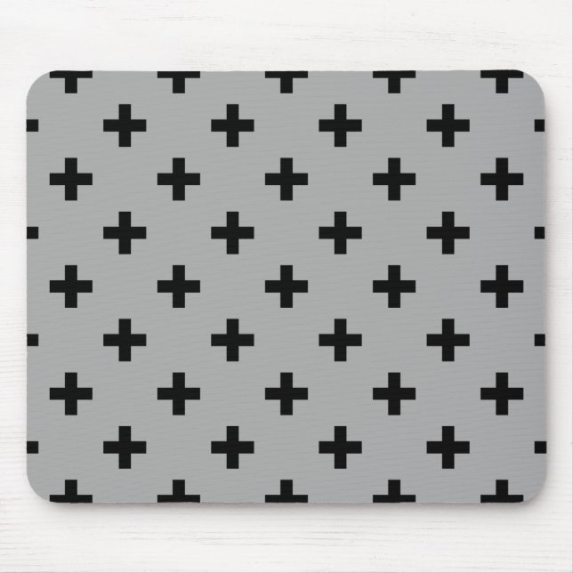 Schwarze Polka kreuzt grau Mousepad (Vorne)