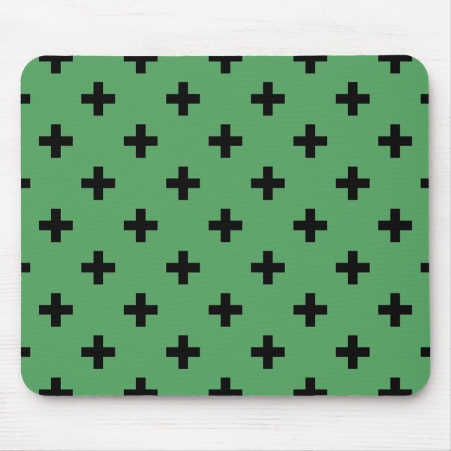 Schwarze Polka kreuzt grün Mousepad (Vorne)