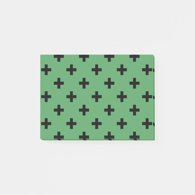 Schwarze Polka kreuzt grün Post-it Klebezettel (Vorderseite)