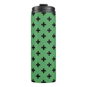 Schwarze Polka kreuzt grün Thermosbecher
