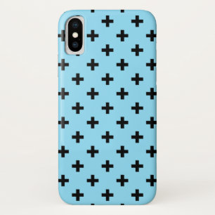 Schwarze Polka kreuzt in Babyblau Case-Mate iPhone Hülle