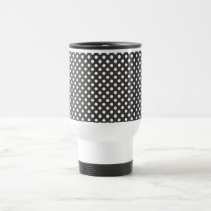 Schwarze Polka-Punkt-Retro Reise-Tasse Reisebecher