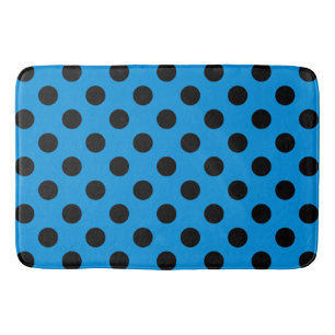 Schwarze Polka Punkte am Himmel blau Badematte