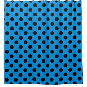 Schwarze Polka Punkte am Himmel blau Duschvorhang