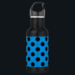Schwarze Polka Punkte am Himmel blau Edelstahlflasche<br><div class="desc">Schwarze Polka Punkte am Himmel blau</div>