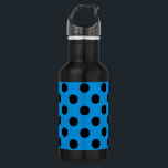 Schwarze Polka Punkte am Himmel blau Edelstahlflasche<br><div class="desc">Schwarze Polka Punkte am Himmel blau</div>
