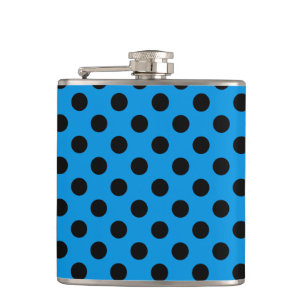 Schwarze Polka Punkte am Himmel blau Flachmann
