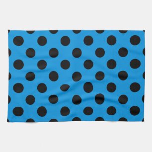 Schwarze Polka Punkte am Himmel blau Geschirrtuch