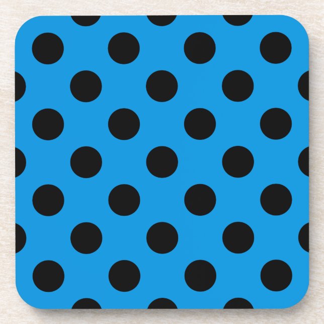 Schwarze Polka Punkte am Himmel blau Getränkeuntersetzer (Vorderseite)