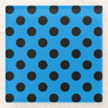 Schwarze Polka Punkte am Himmel blau Glasuntersetzer<br><div class="desc">Schwarze Polka Punkte am Himmel blau</div>