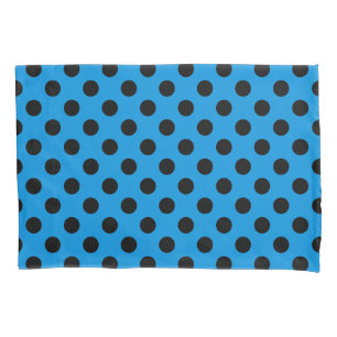 Schwarze Polka Punkte am Himmel blau Kissenbezug