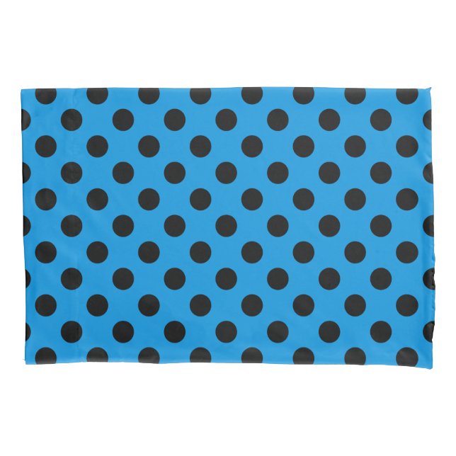 Schwarze Polka Punkte am Himmel blau Kissenbezug (Vorderseite)