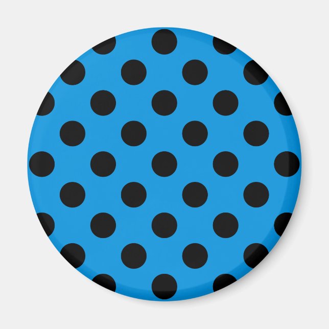 Schwarze Polka Punkte am Himmel blau Magnet (Vorne)
