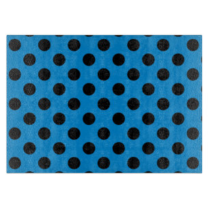 Schwarze Polka Punkte am Himmel blau Schneidebrett