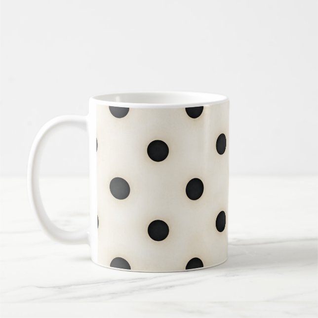 Schwarze Polka Punkte auf antikem Weiß Kaffeetasse (Links)