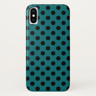 Schwarze Polka Punkte auf aquamarin iPhone X Hülle