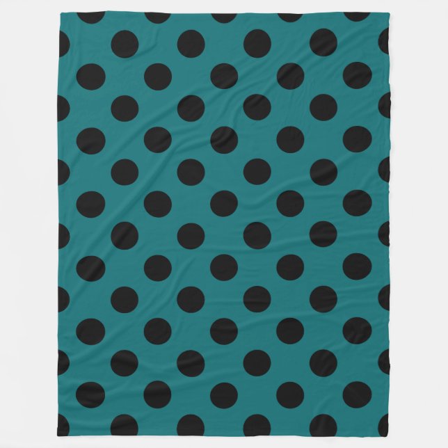 Schwarze Polka Punkte auf aquamarin Fleecedecke (Vorderseite)