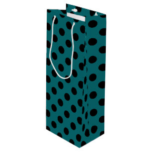 Schwarze Polka Punkte auf aquamarin Geschenktüte Für Weinflaschen