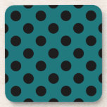 Schwarze Polka Punkte auf aquamarin Getränkeuntersetzer<br><div class="desc">Schwarze Polka Punkte auf aquamarin</div>