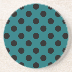 Schwarze Polka Punkte auf aquamarin Getränkeuntersetzer