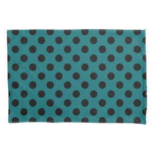 Schwarze Polka Punkte auf aquamarin Kissenbezug