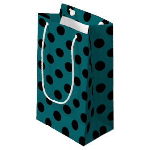 Schwarze Polka Punkte auf aquamarin Kleine Geschenktüte