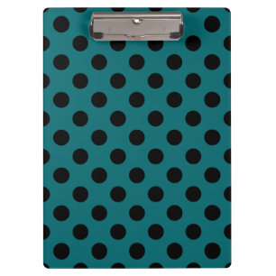 Schwarze Polka Punkte auf aquamarin Klemmbrett