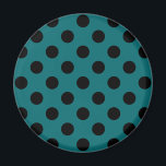 Schwarze Polka Punkte auf aquamarin Magnet<br><div class="desc">Schwarze Polka Punkte auf aquamarin</div>