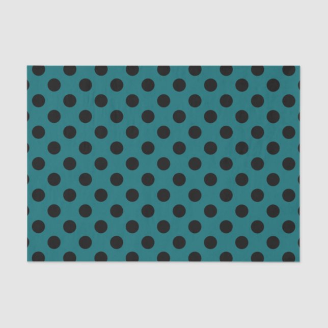 Schwarze Polka Punkte auf aquamarin Seidenpapier (Vorderseite)