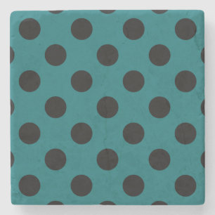 Schwarze Polka Punkte auf aquamarin Steinuntersetzer