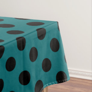 Schwarze Polka Punkte auf aquamarin Tischdecke