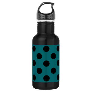 Schwarze Polka Punkte auf aquamarin Trinkflasche