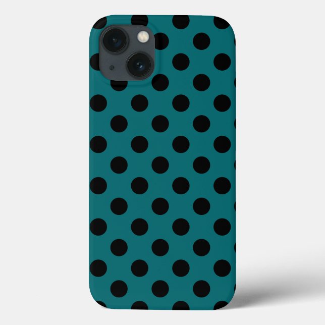 Schwarze Polka-Punkte auf aquamarinen Fall-Mate-iP Case-Mate iPhone Hülle (Rückseite)