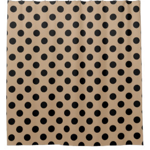 Schwarze Polka-Punkte auf Beige Duschvorhang