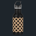 Schwarze Polka-Punkte auf Beige Edelstahlflasche<br><div class="desc">Schwarze Polka-Punkte auf Beige</div>